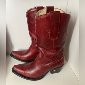 Red Leather Western Lane Boots